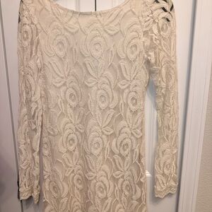 Fire Los Angeles Cream Floral Lace Dress